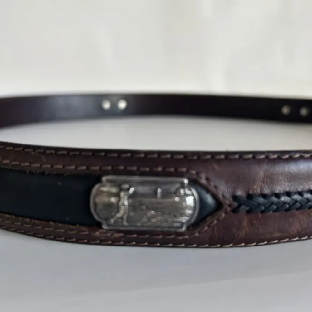 Brighton Onyx Golf Belt Mens Leather Golfer Concho Brown Black Size 38 12000